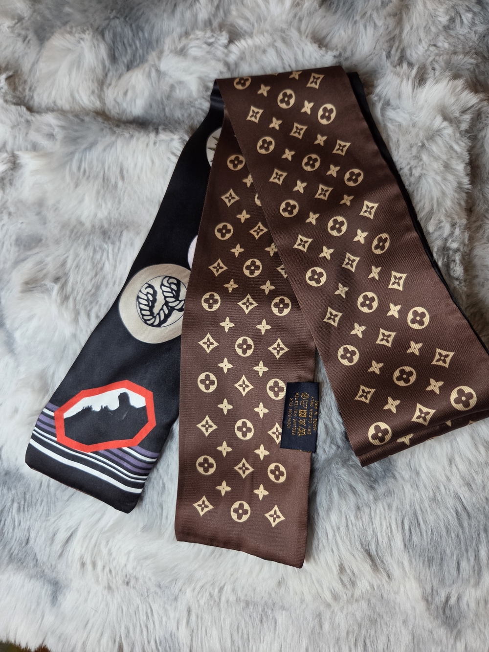 Brown and Black Silk Scarf